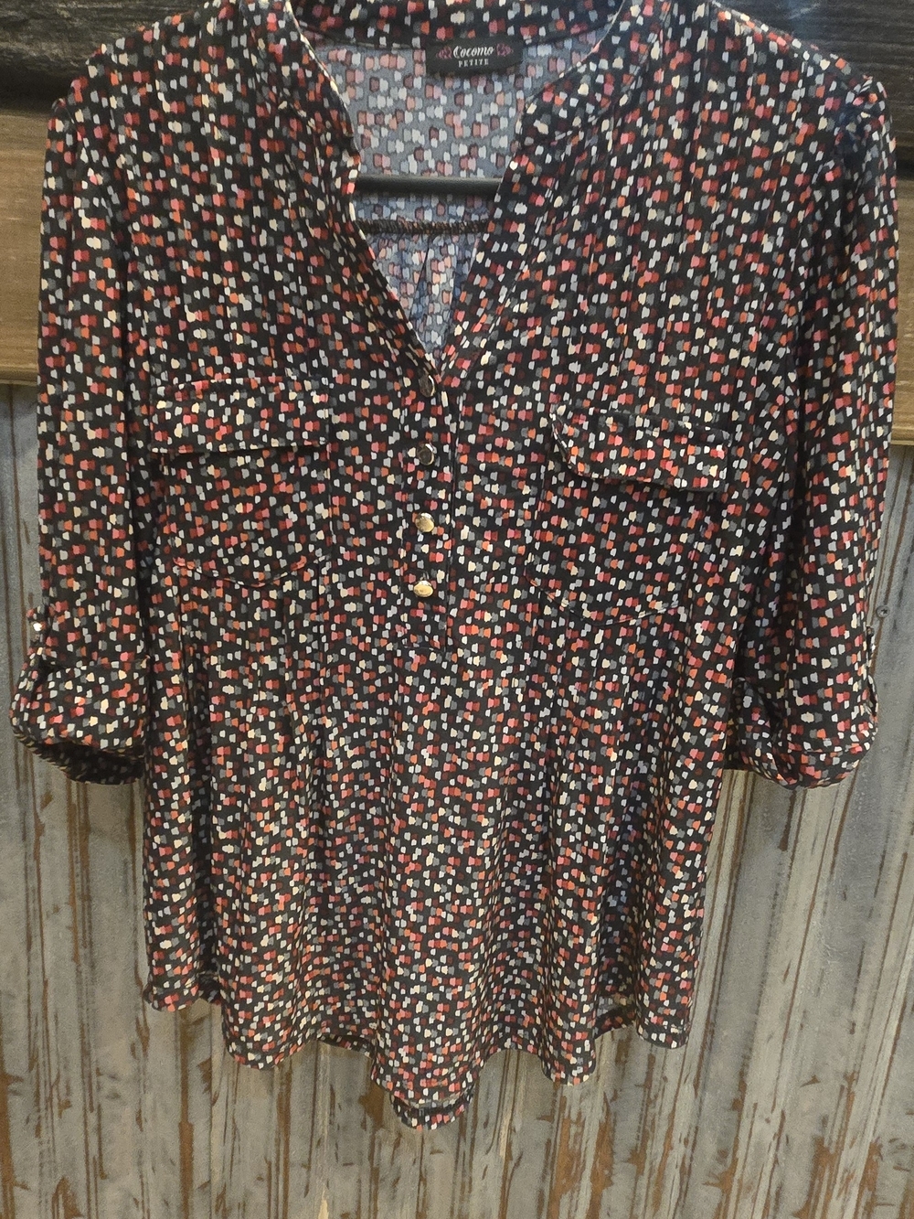 Canyon River Blues Blouse with Red and Cream Dot Print